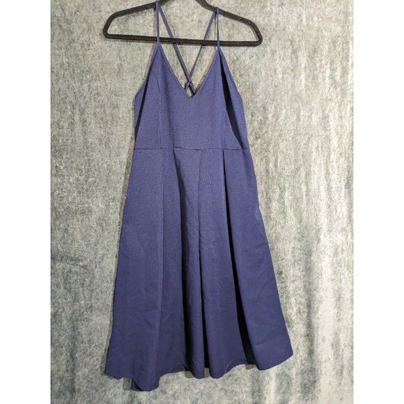 Navy Strappy Fit and Flare Dress Size XL Crisscross Back Adjustable Straps - Picture 1 of 8